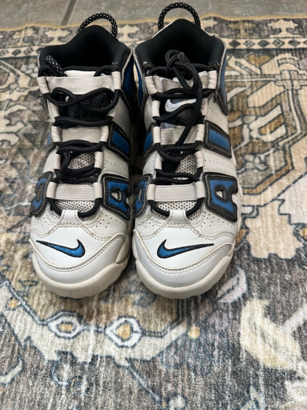 Nike Kids White and Blue Retro Swoosh Sneakers